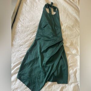 Emerald Green Satin Halter Top Dress